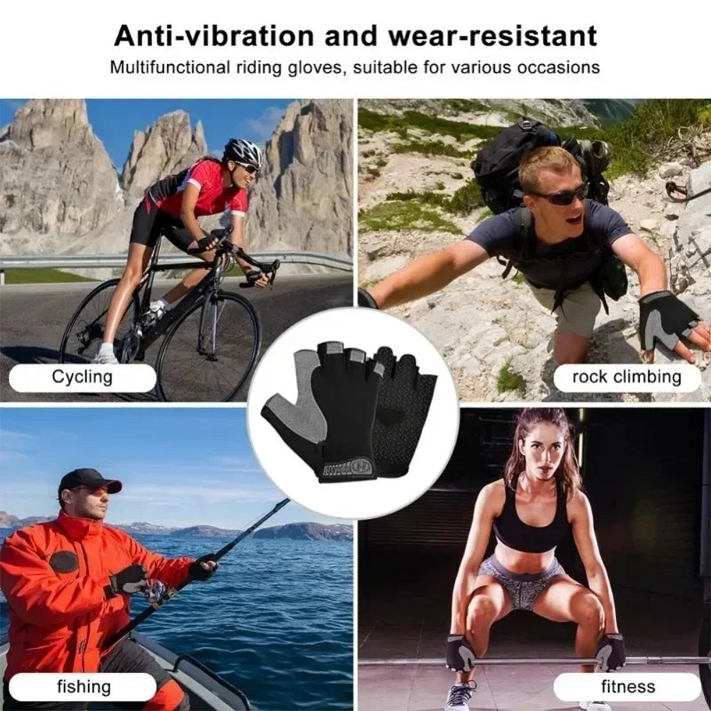 Breathable Anti Slip Half Finger Cycling Gloves For Men Women