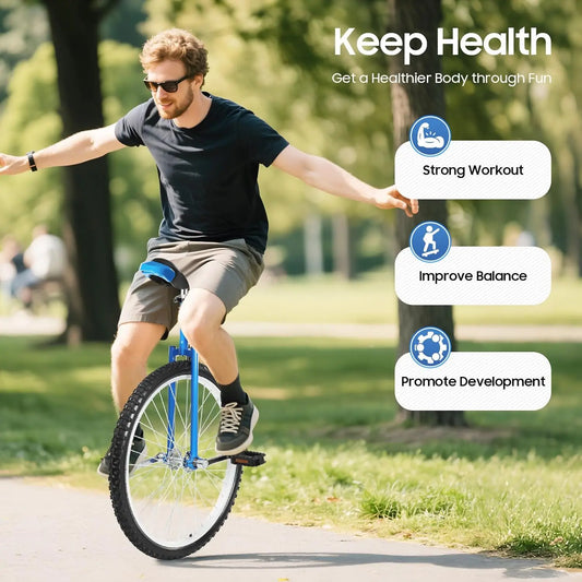 Adult Outdoor Unicycle With Adjustable Saddle And Anti Slip Tires
