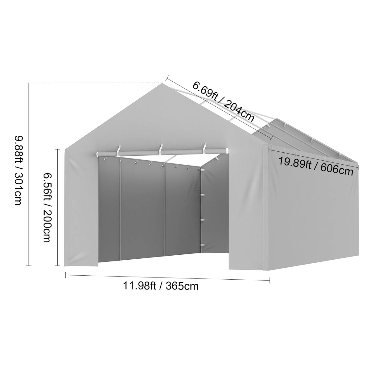 SucceBuy Heavy Duty Waterproof Carport Canopy Cover With Ball Bungees