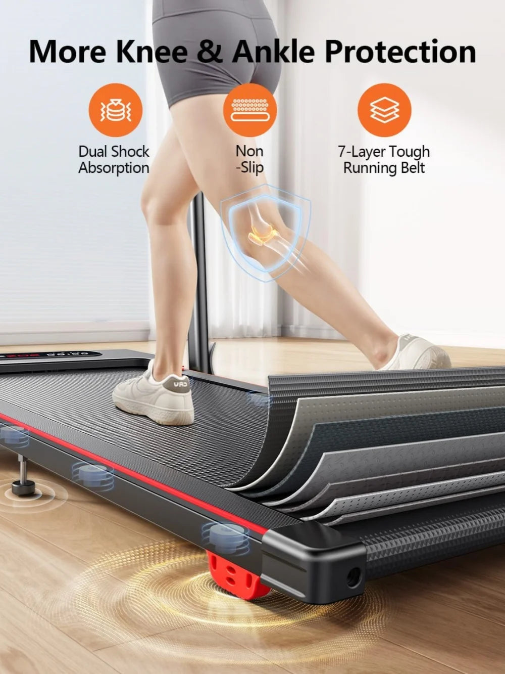 Driving Walking Pad With Bracket Silent Treadmill For Home Fitness
