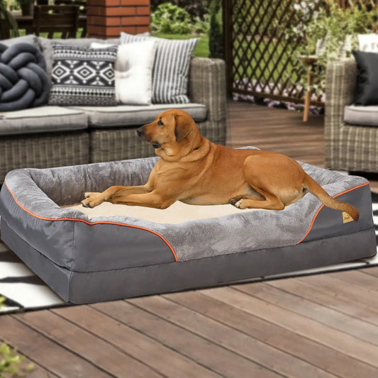 Bingopaw Orthopedic Dog Bed Cotton Padded Bolster And Removable Cover