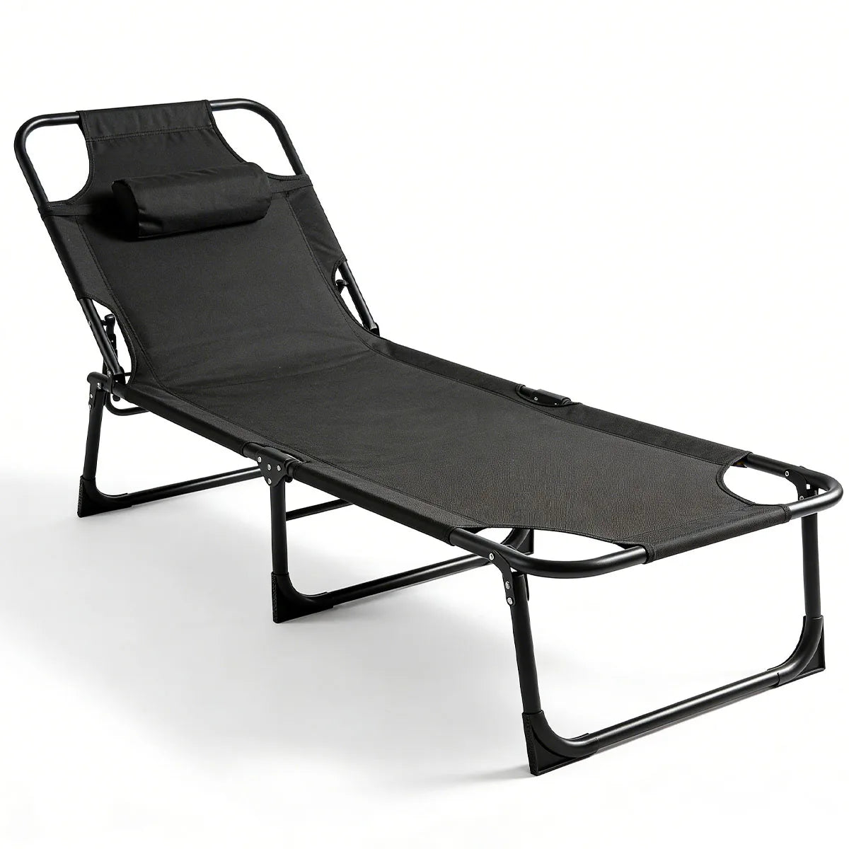 Adjustable Folding Lounge Chair With Removable Cushion For Outdoor Relaxation