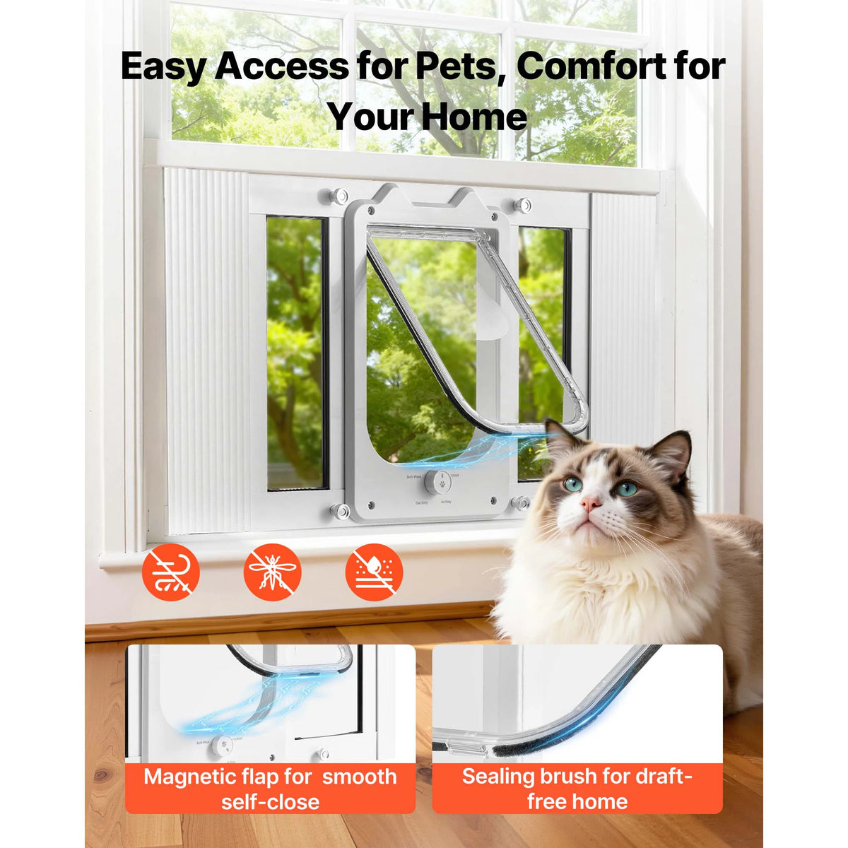 SucceBuy Adjustable Cat Window Door With Magnetic Closure
