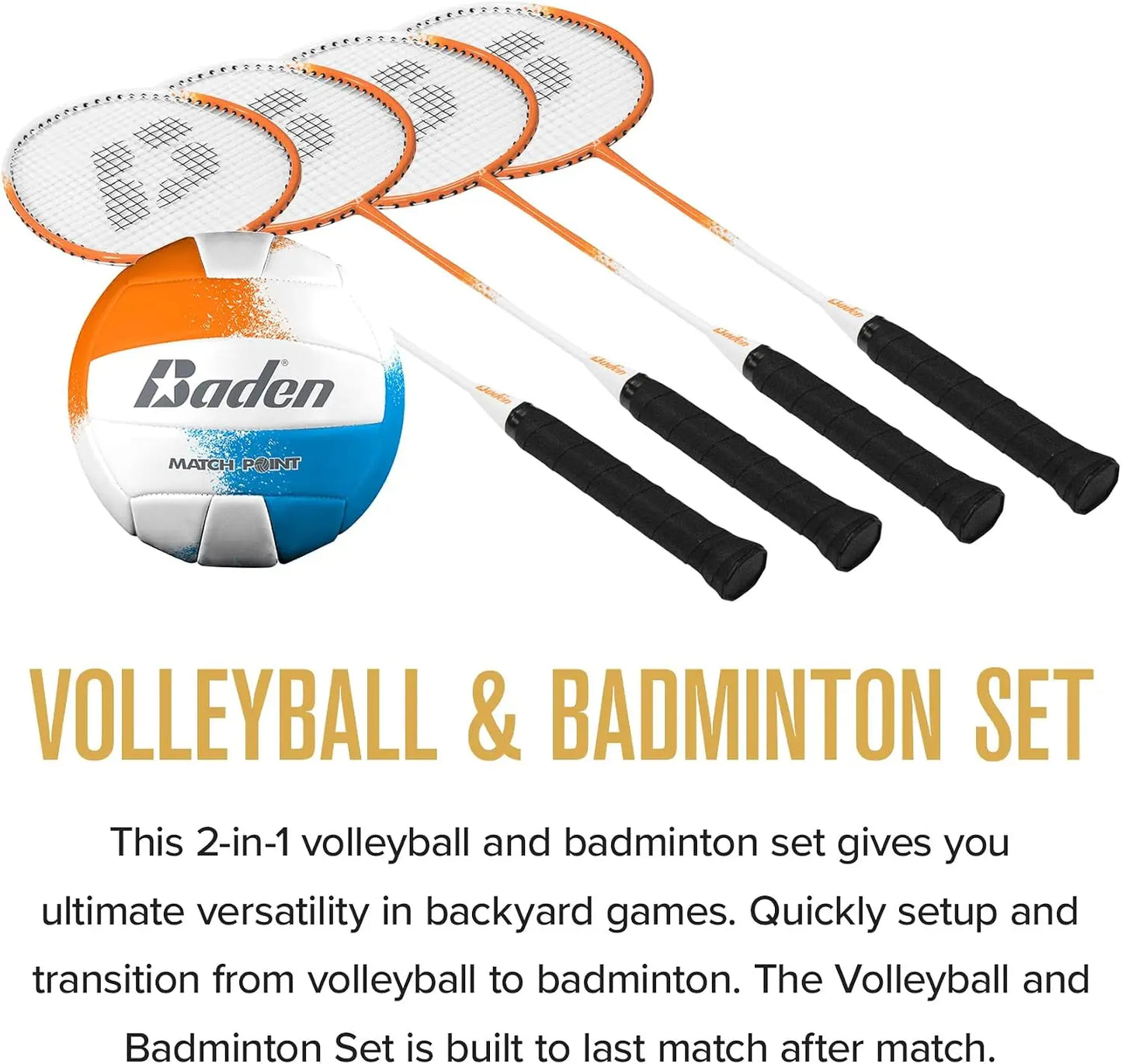 Volleyball And Badminton 2in1 Portable Combo Set With Quick Setup