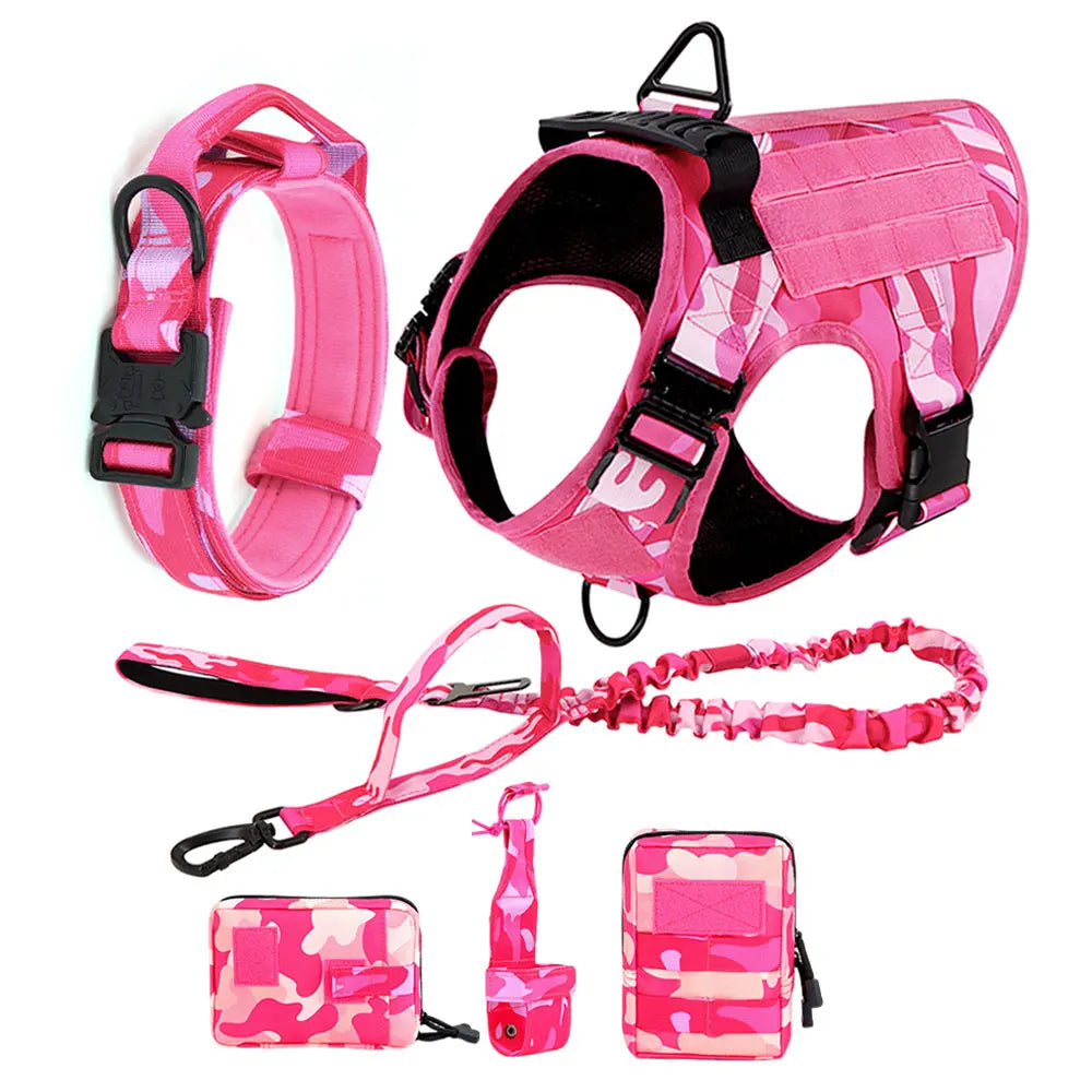 PETRAVEL Pink Camouflage Dog Harness For Large And Medium Dogs