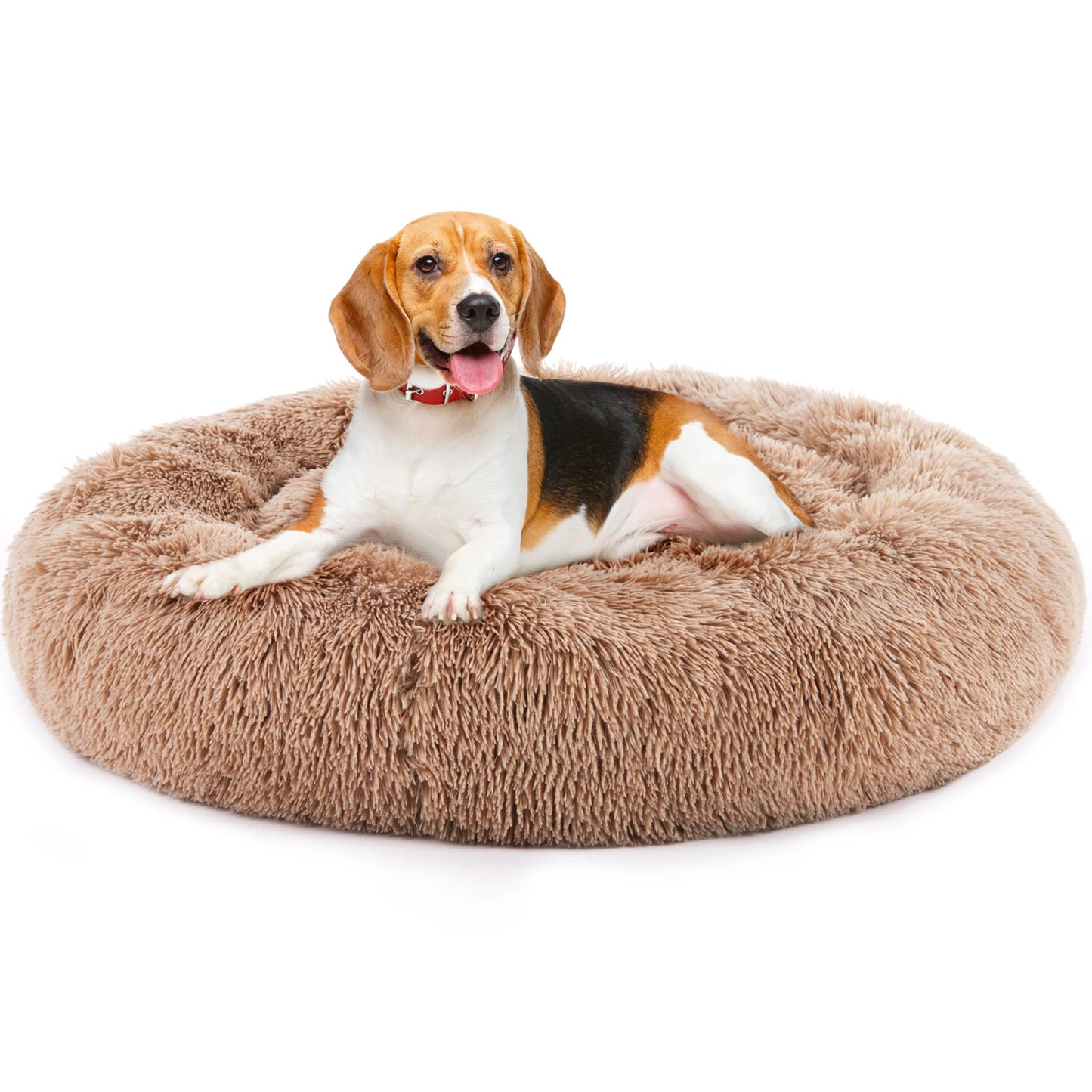 JHK Calming Dog Bed Washable Plush Faux Fur Anti Slip Pet Bed