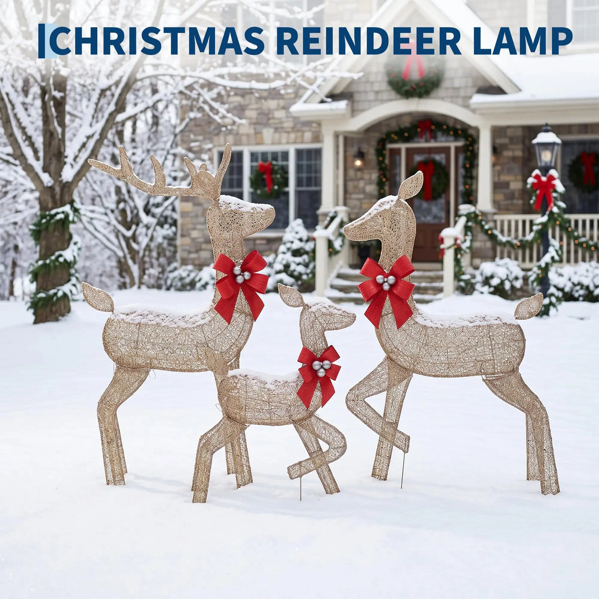 Lighted Christmas Deer Family Outdoor LED Yard Decoration