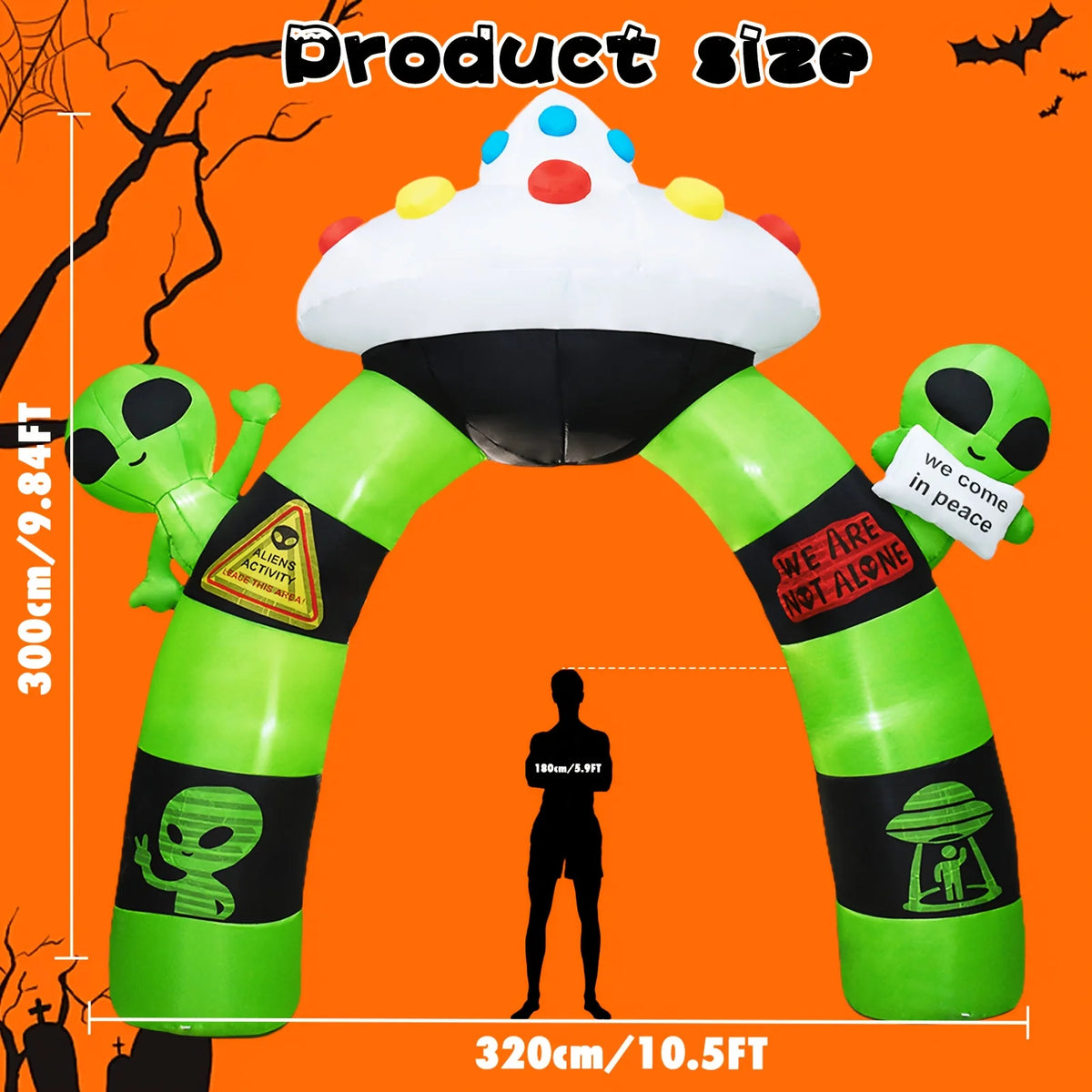 Halloween Inflatable Alien Archway With Built In LED Lights Decoration