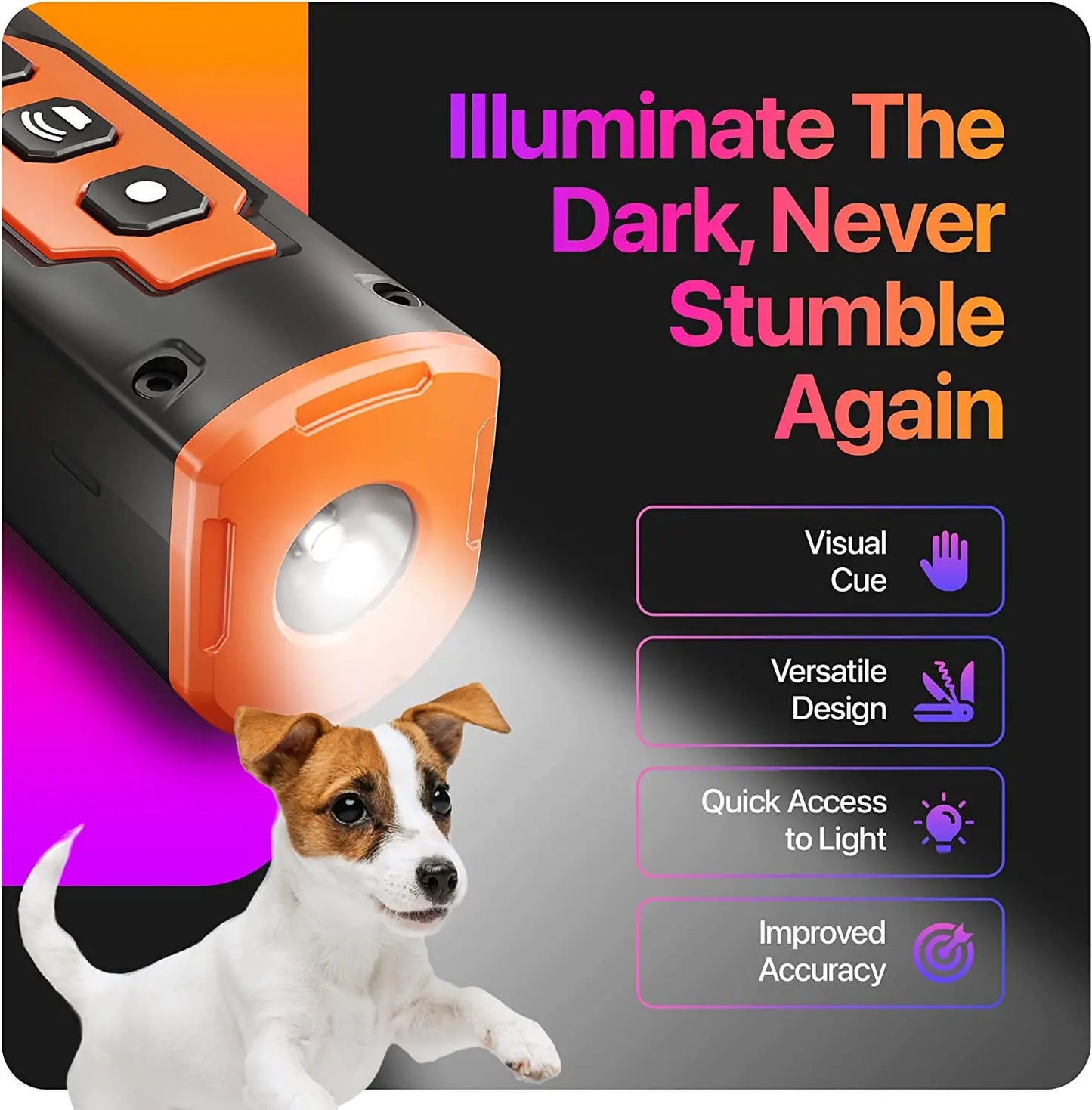 ABQP Ultrasonic Dog Repeller and Bark Deterrent With LED Flashlight