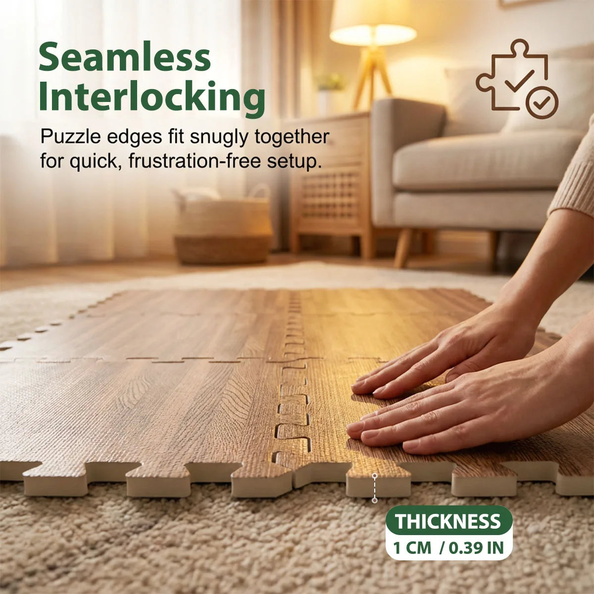 Waterproof Wood Grain Interlocking Foam Floor Tiles
