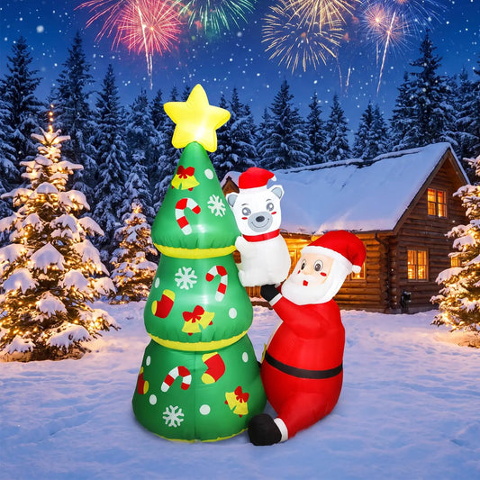 LED Inflatable Christmas Tree With Santa And Polar Bear