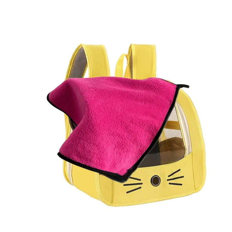 Two Piece Pet Backpack And Towel Set For Small Pets Carrier With Mesh Window