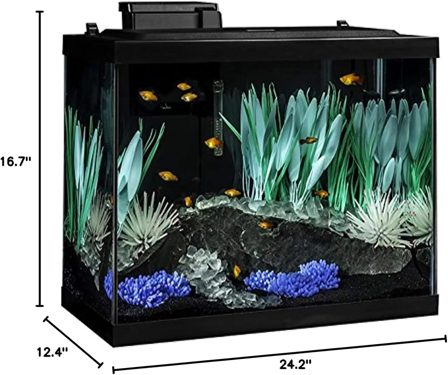 Aquarium Kit With LED Lighting And Decor Fish Tank Setup