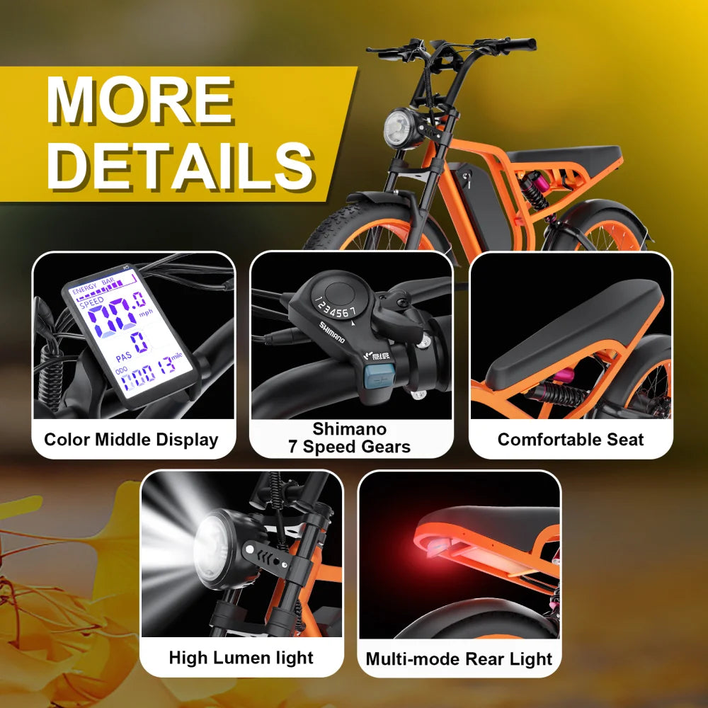 MOOBELO B8 Electric Bike For Adults 1500W 32MPH Removable Battery