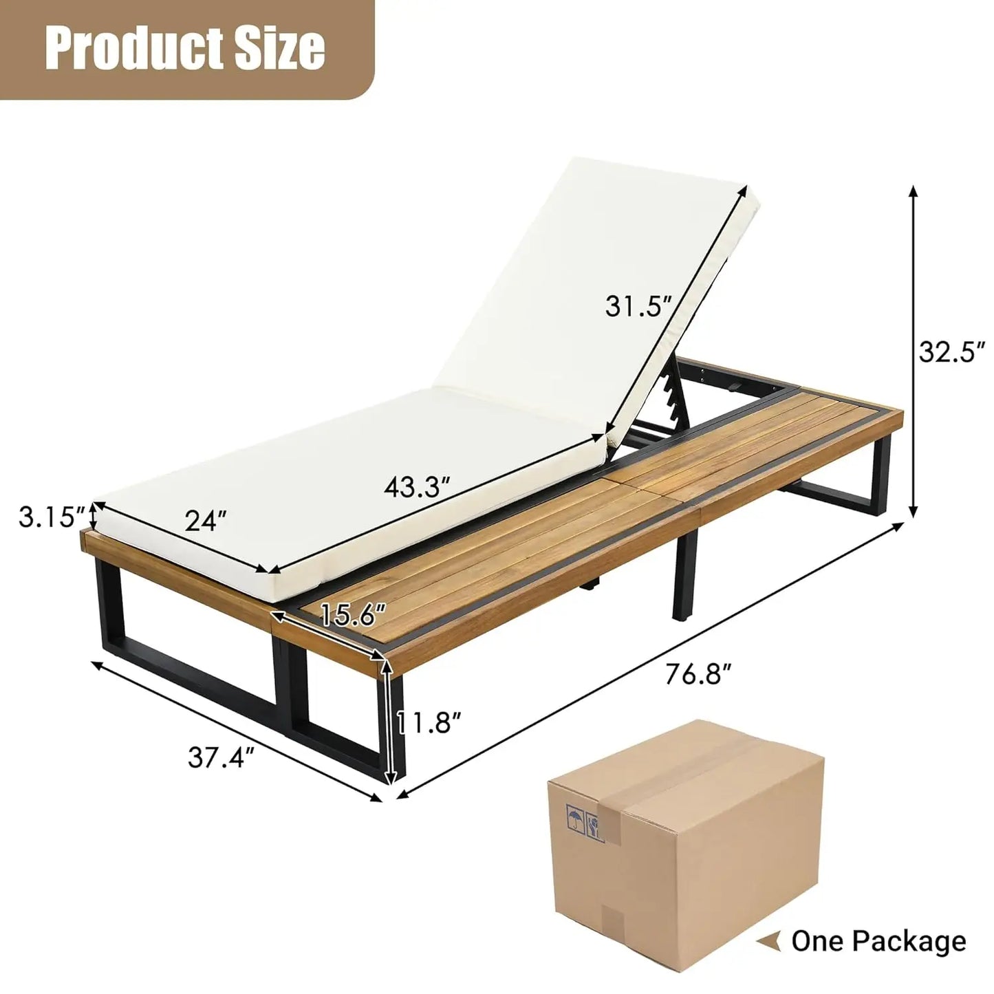 Five-Position Adjustable Outdoor Chaise Lounge Set With Table