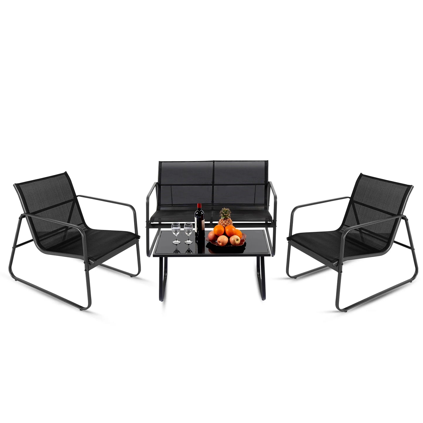 JHK Outdoor Patio Furniture Set With Table Metal Frame