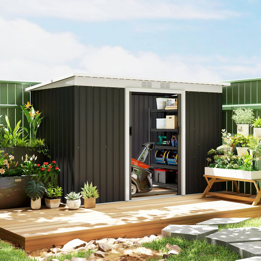 Outsunny Metal Outdoor Storage Shed With Lockable Doors