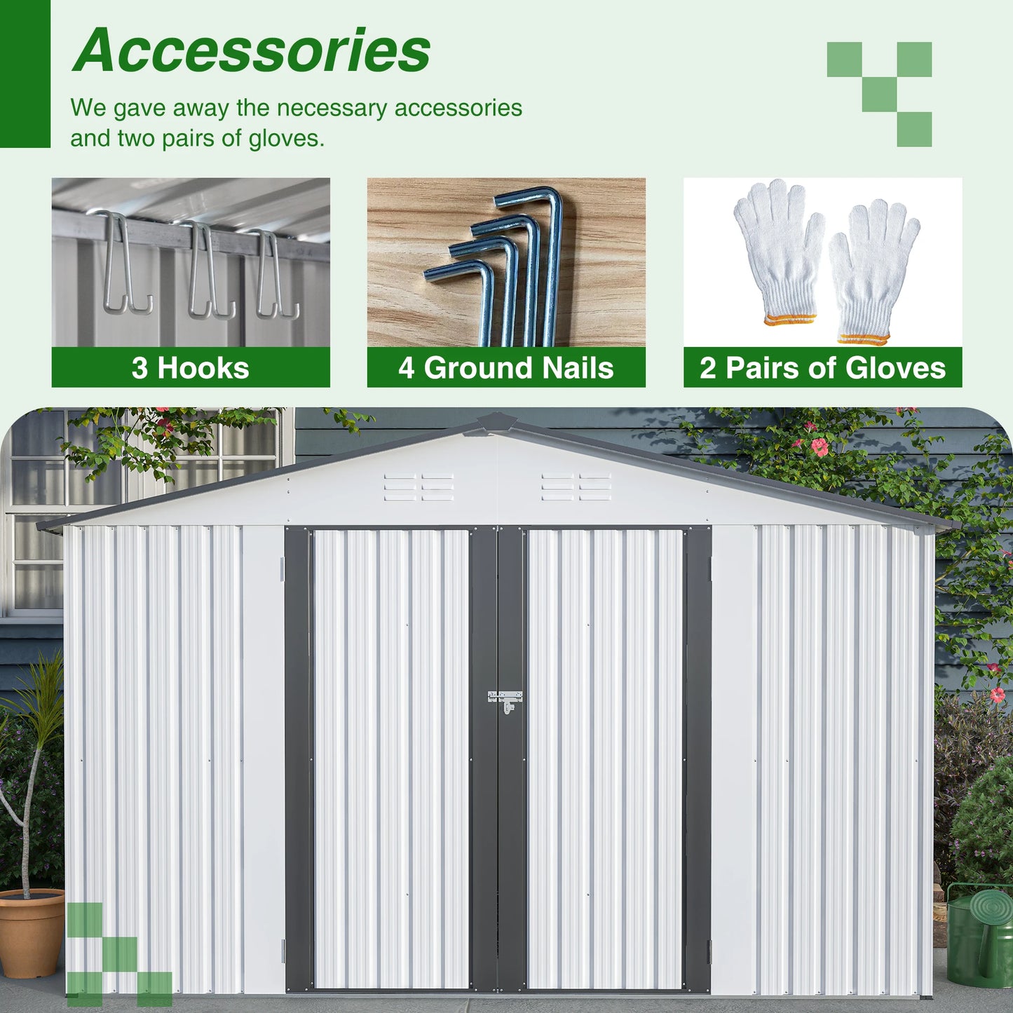 LZBEITEM Outdoor All Weather Storage Shed With Lockable Doors
