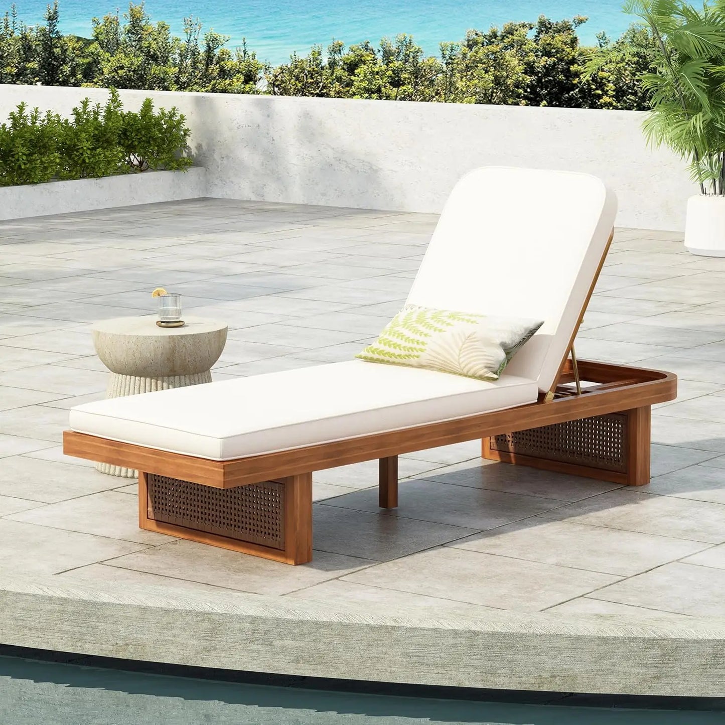 Five-Position Adjustable Outdoor Chaise Lounge Set With Table