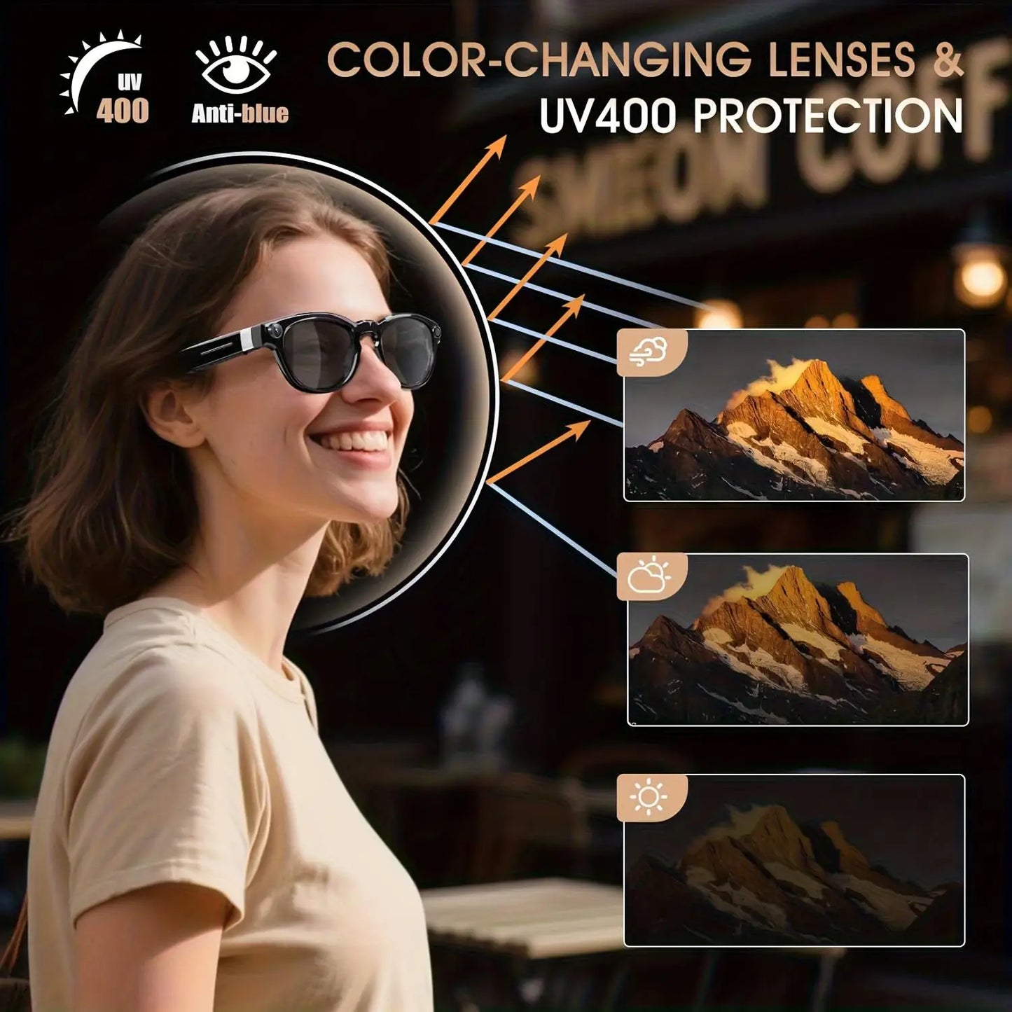 AI Translation Smart Glasses With Camera And Dual Microphones