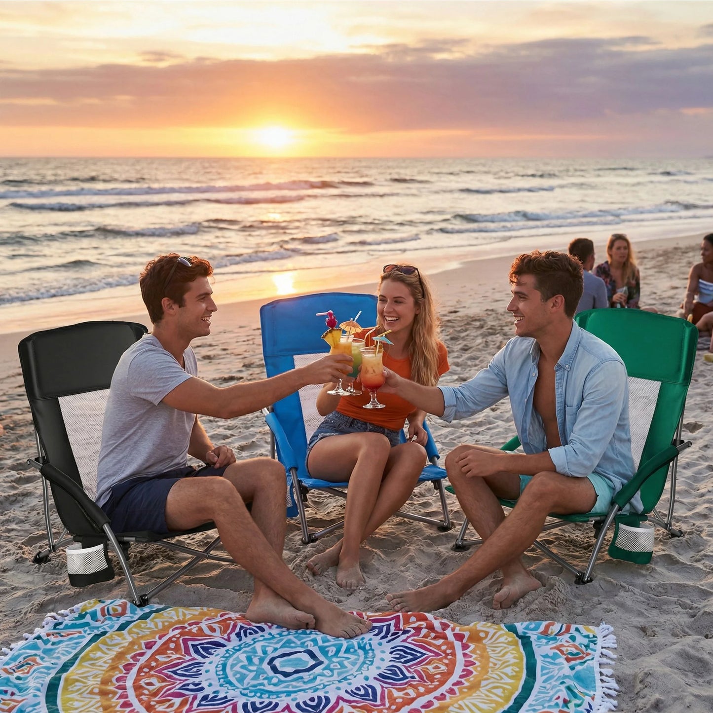JHK Portable Lightweight Camping Beach Chair With Mesh Back