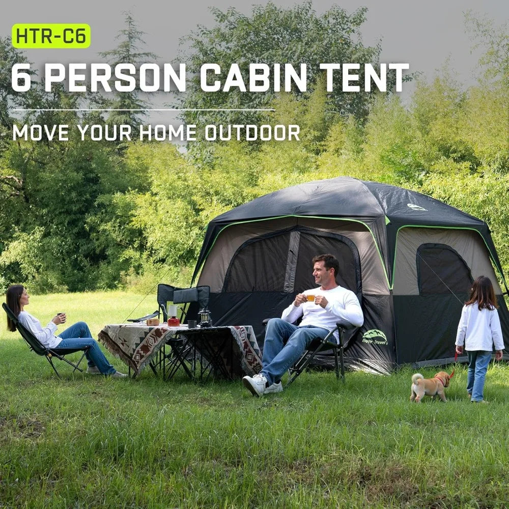Waterproof Family Camping Tent With Rainfly Easy Setup Cabin