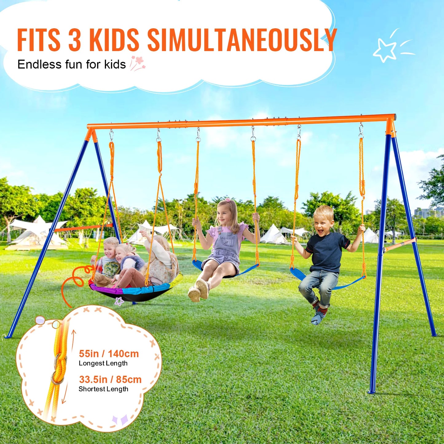 SucceBuy Swing Set 600lb Capacity With Saucer And Belt Seats