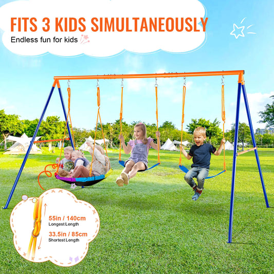 SucceBuy Swing Set 600lb Capacity With Saucer And Belt Seats