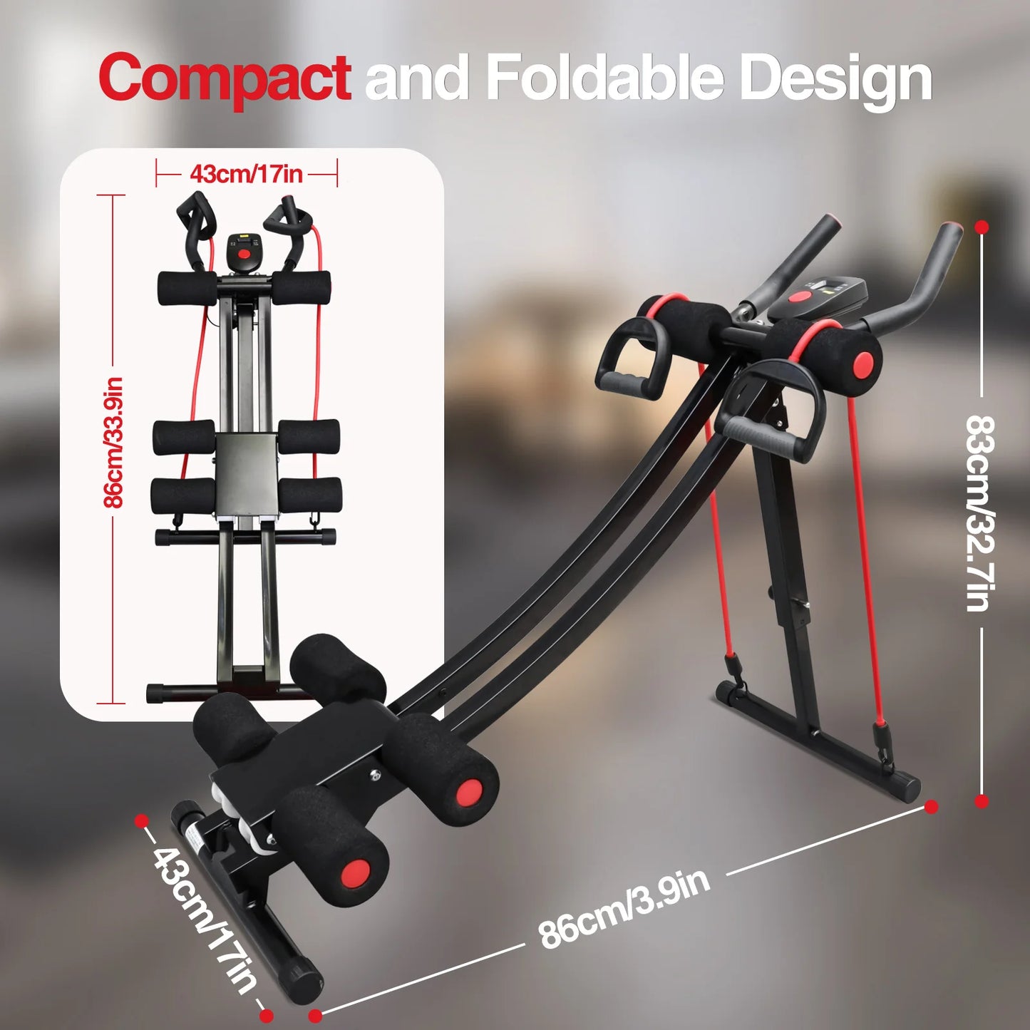 GIKPAL Foldable Ab Machine For Home Gym Abdominal Trainer LCD