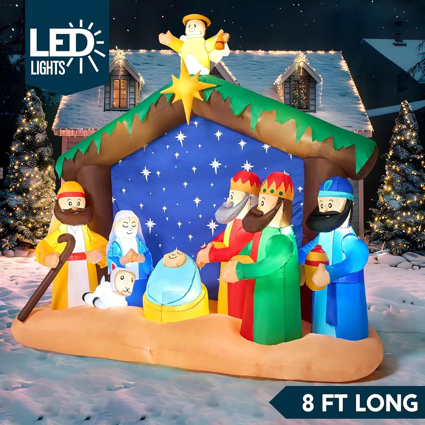 Joyfy Nativity Scene Inflatable With LEDs For Outdoor Decor