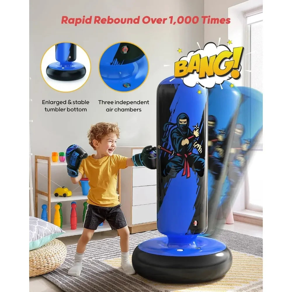 Kids Inflatable Punching Bag With Gloves For Boxing And Martial Arts