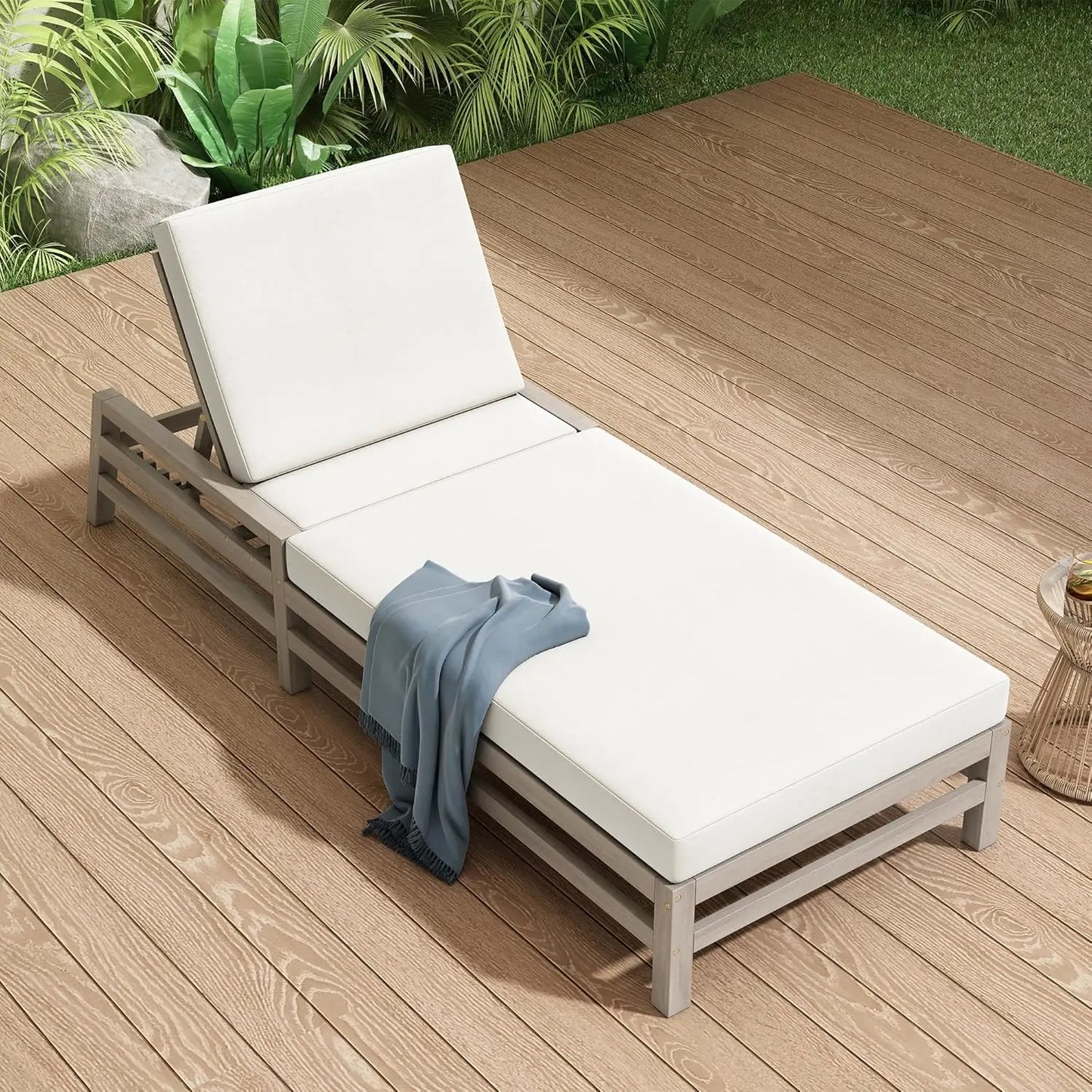 Five-Position Adjustable Outdoor Chaise Lounge Set With Table