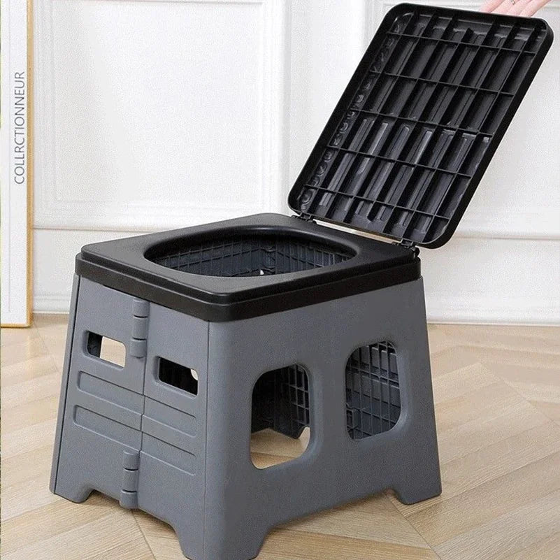 HOMEFISH Portable Folding Toilet With Lid For Outdoor Emergencies