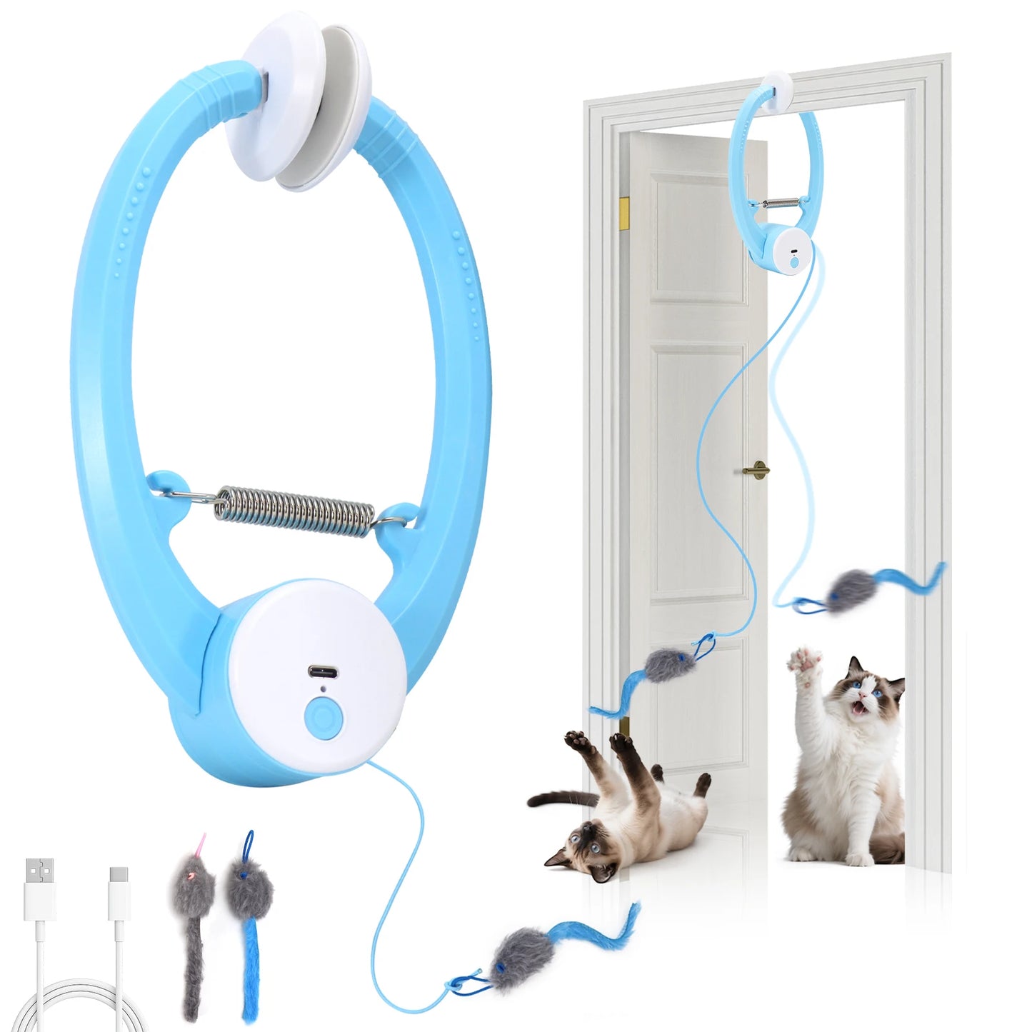 Electric Automatic Interactive Cat Toy USB Rechargeable Fluttering Feather Wand