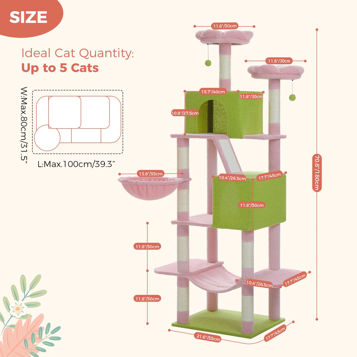 Pawz Road Indoor Cat Tree With Hammock And Scratching Posts