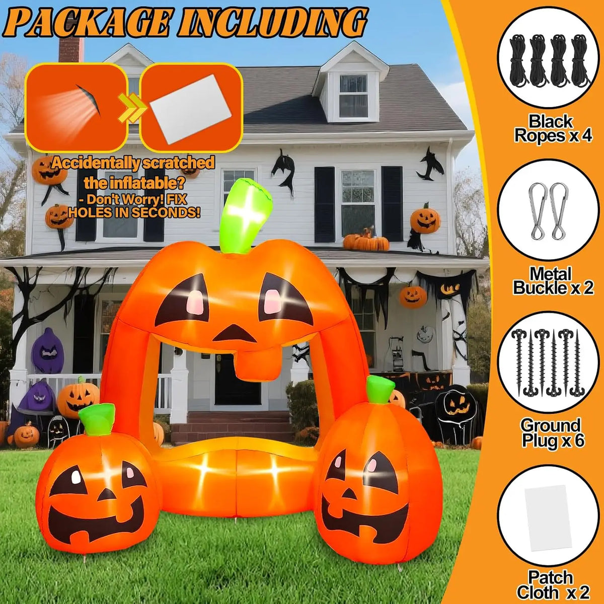 Halloween Inflatable Pumpkin Photo Booth Frame with LED Lights