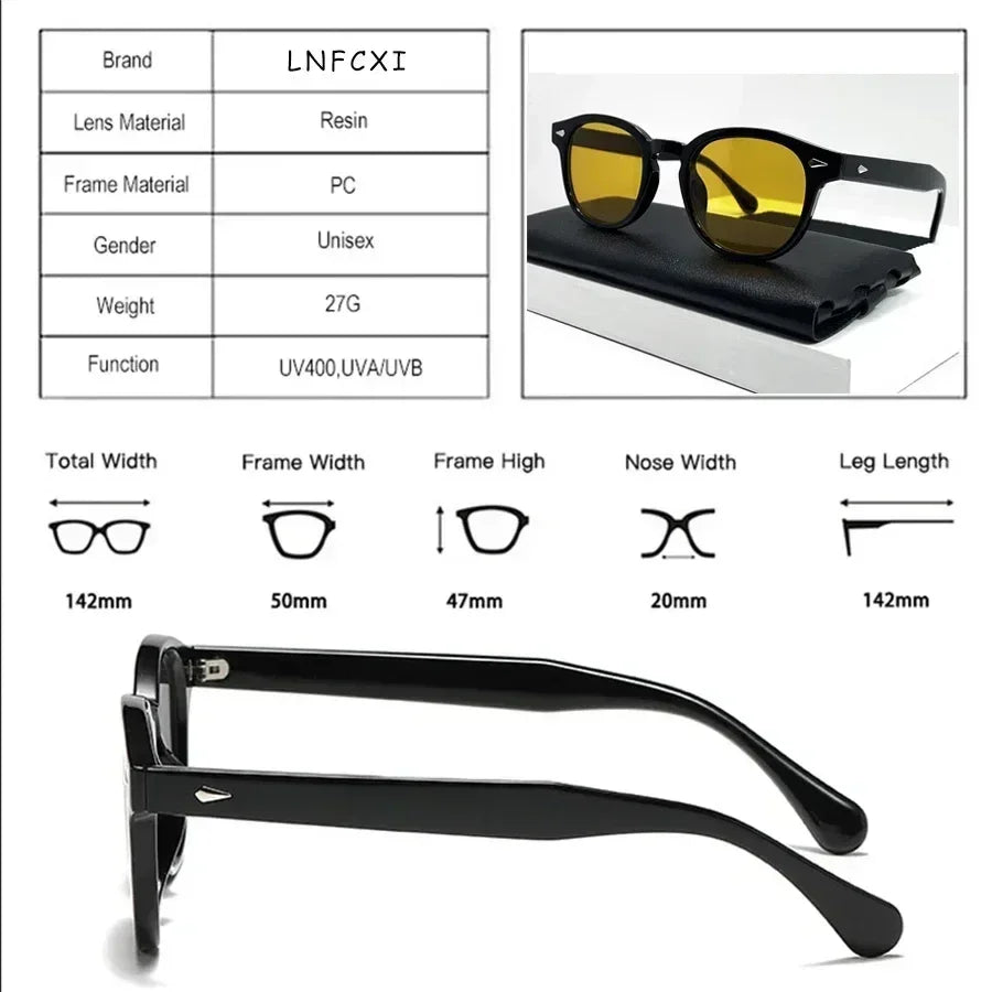 JNPCXI Retro Round Sunglasses UV400 Rivet Style