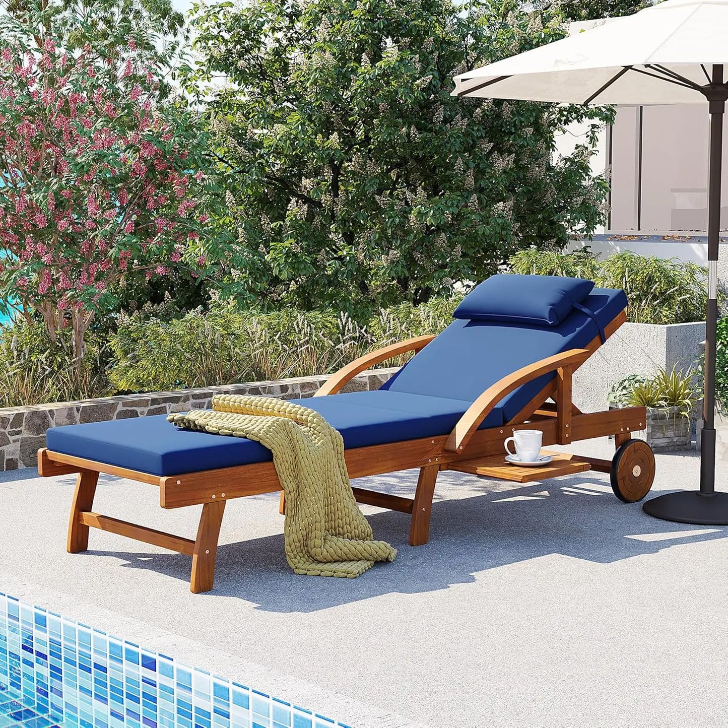 Five-Position Adjustable Outdoor Chaise Lounge Set With Table