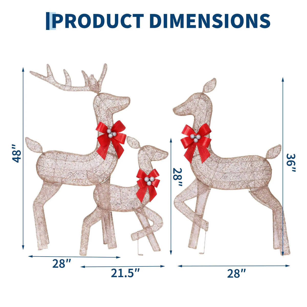 Lighted Christmas Deer Family Outdoor LED Yard Decoration