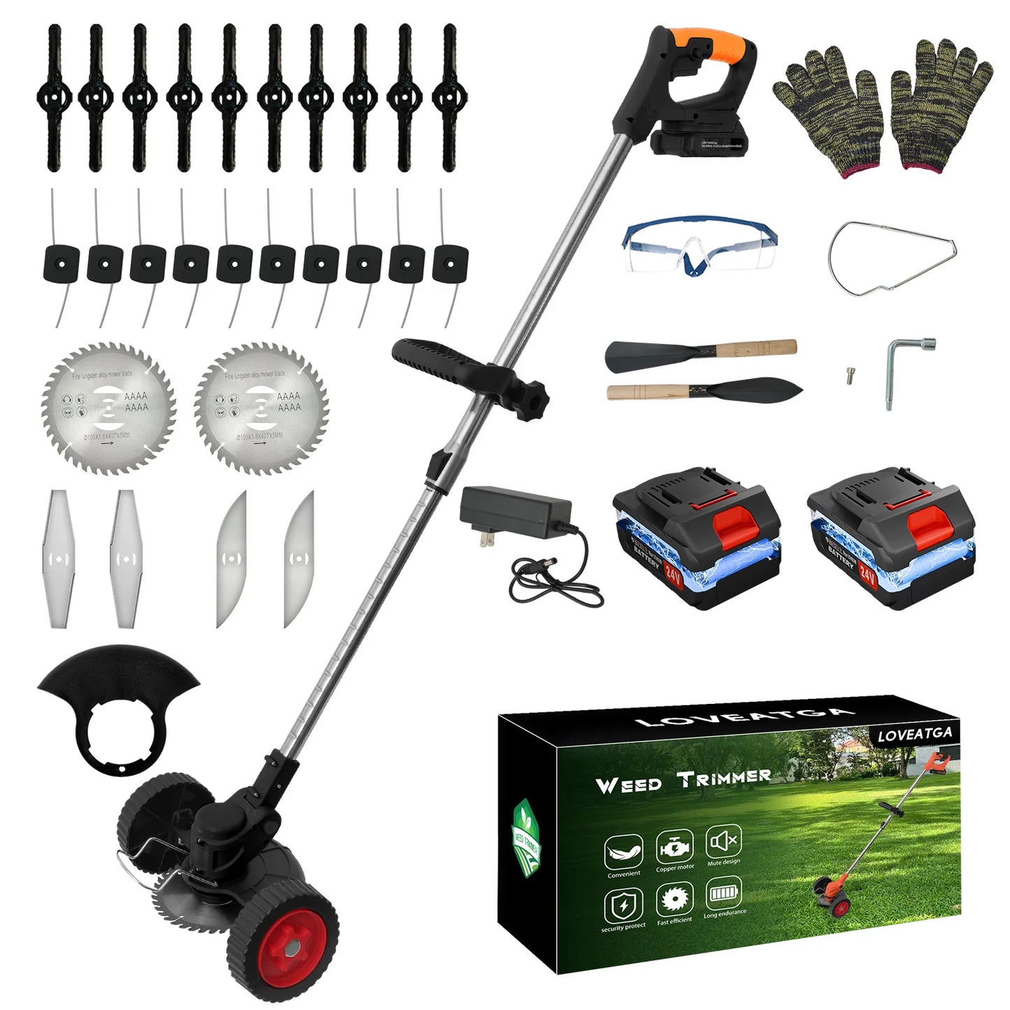 21V Cordless Grass Trimmer 3in1 With Batteries And Charger