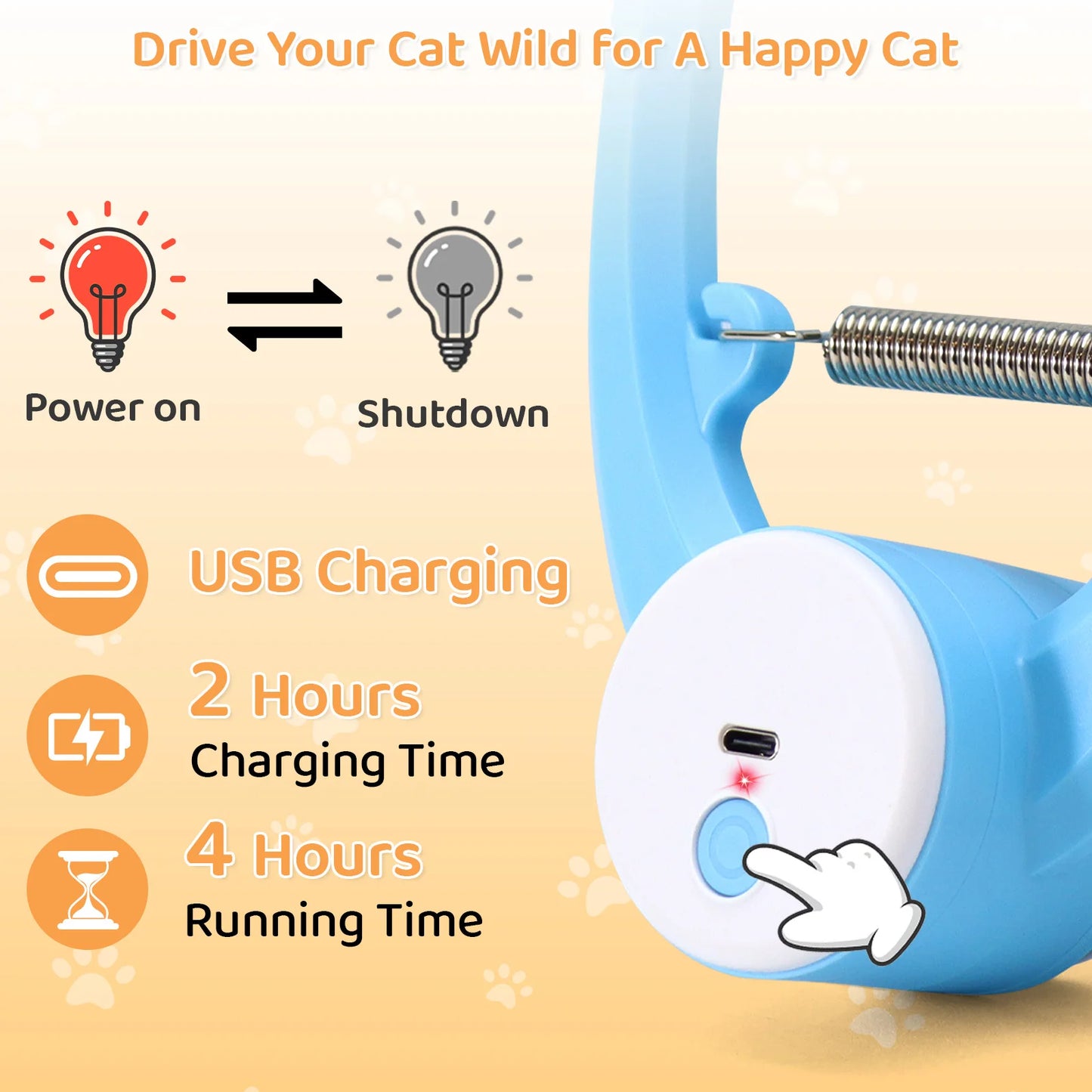 Electric Automatic Interactive Cat Toy USB Rechargeable Fluttering Feather Wand