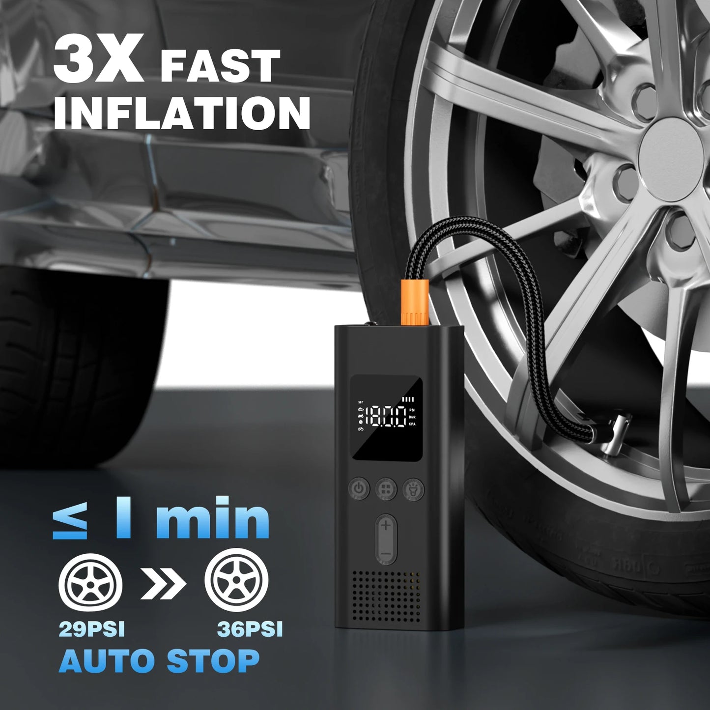 CHPOWKIT Portable Car Tire Inflator Cordless Air Pump 150 PSI