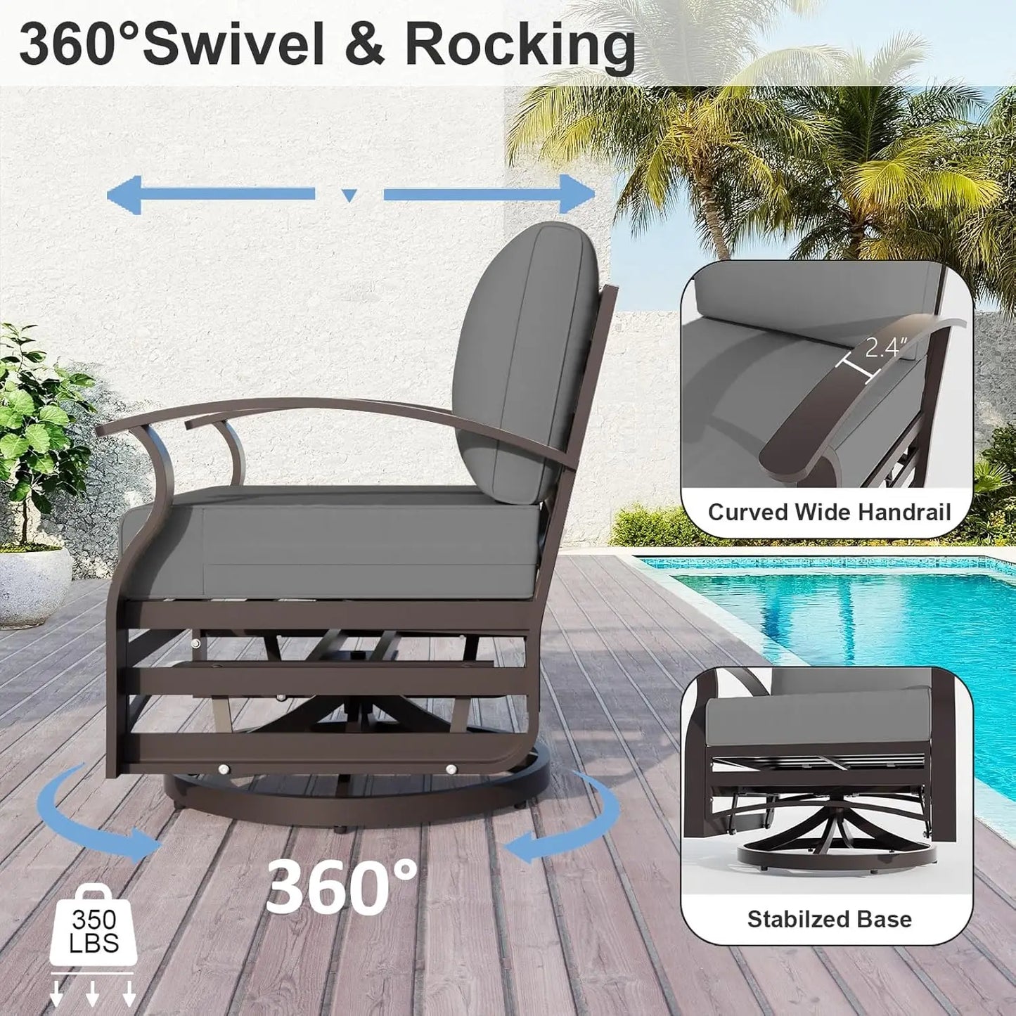 XIAOLANG Aluminum Patio Furniture Set With Propane Fire Pit Table