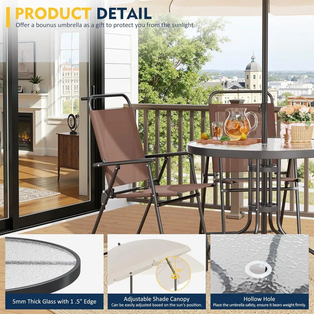 6 Piece Patio Dining Set With Umbrella Outdoor Furniture