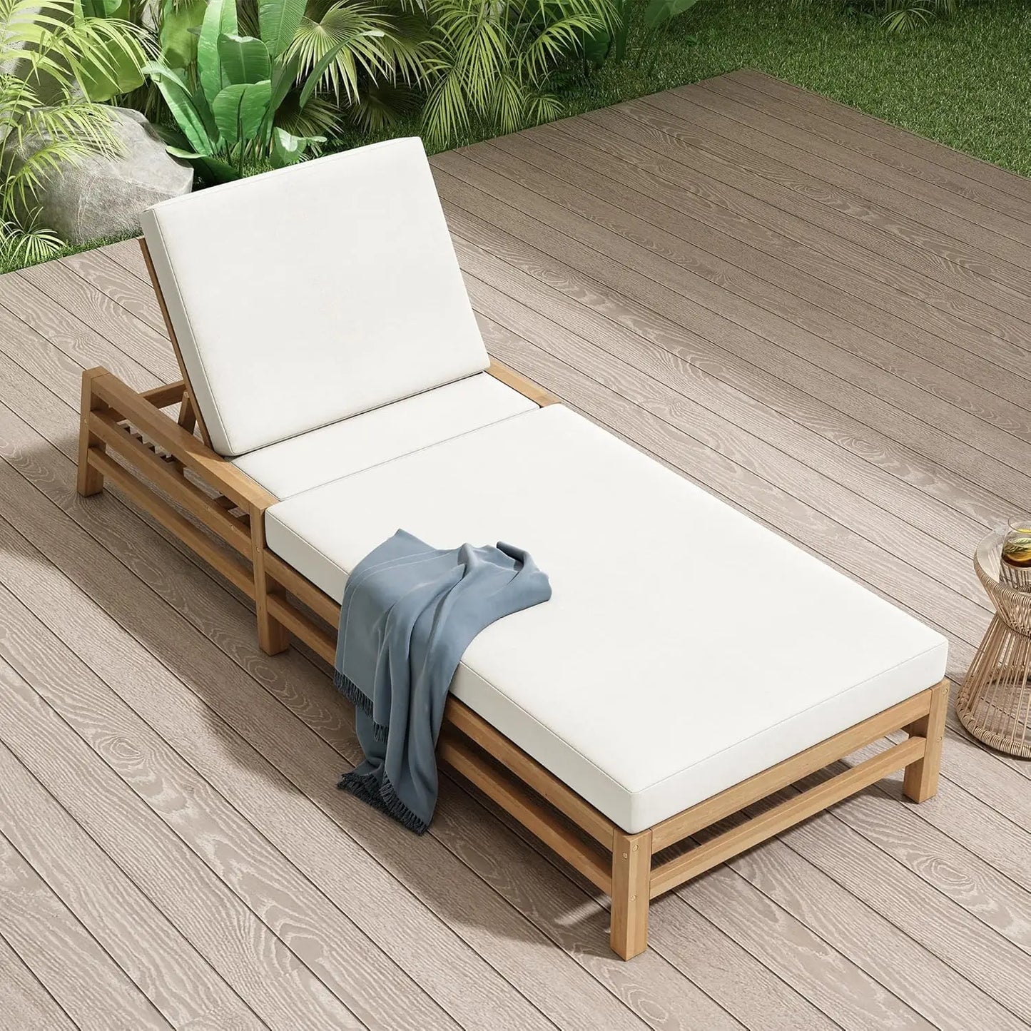 Five-Position Adjustable Outdoor Chaise Lounge Set With Table