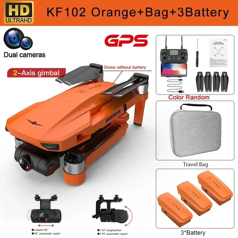 KF102 4K GPS Drone With Dual Camera 2Axis Gimbal Foldable