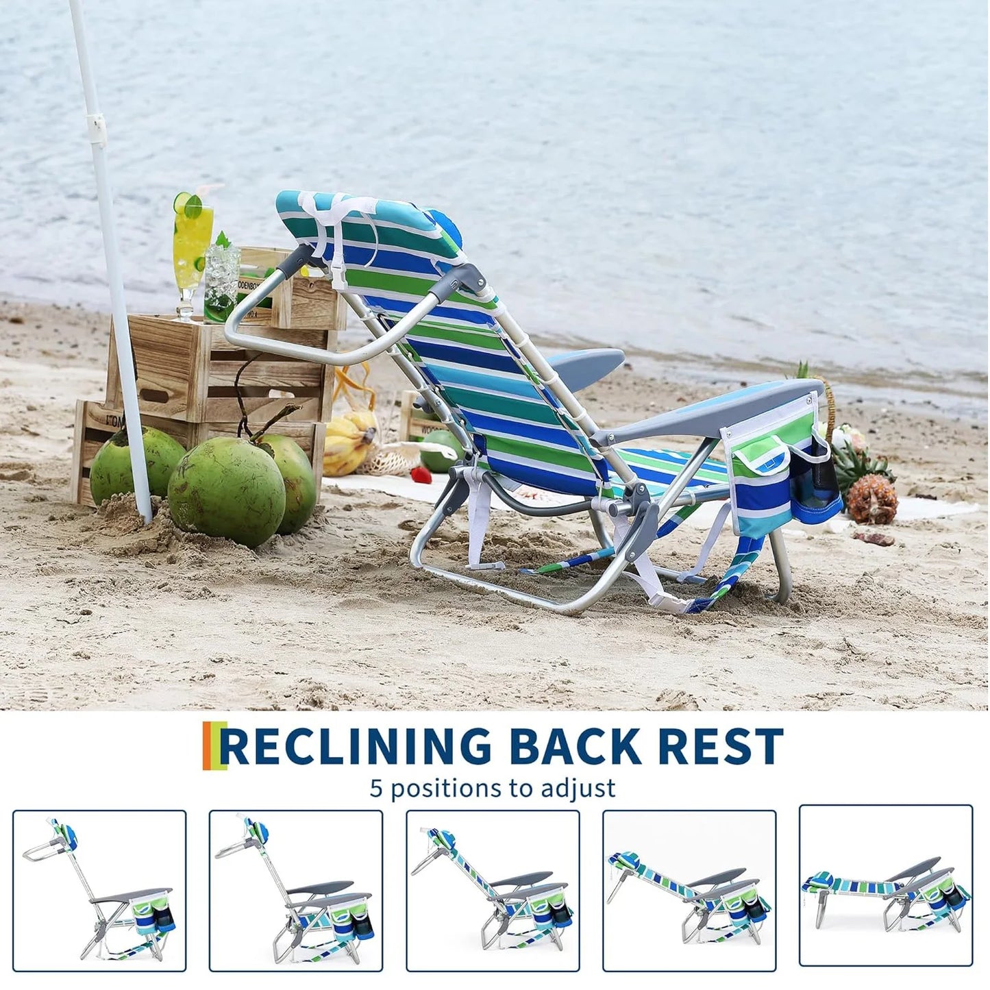 HiMISS Backpack Beach Chair For Adults With Phone Pocket