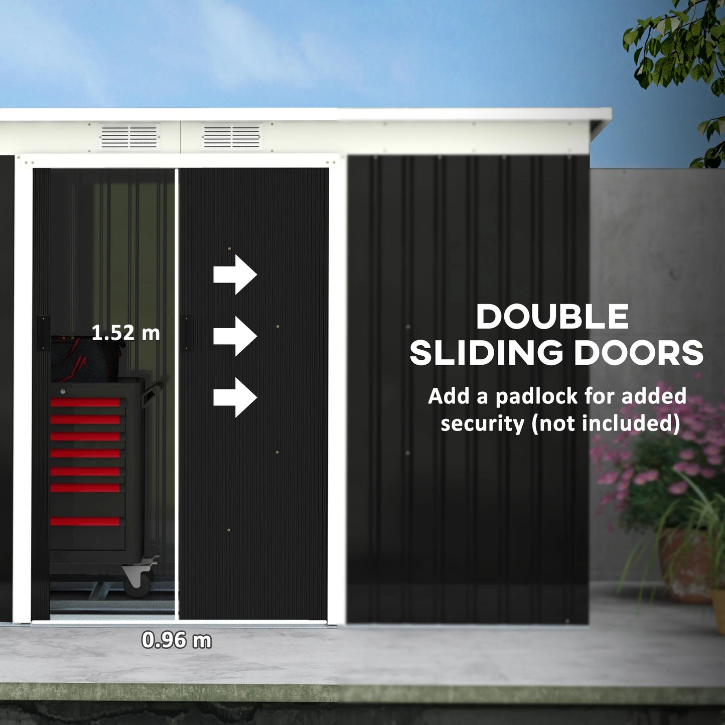 Outsunny Metal Outdoor Storage Shed With Lockable Doors