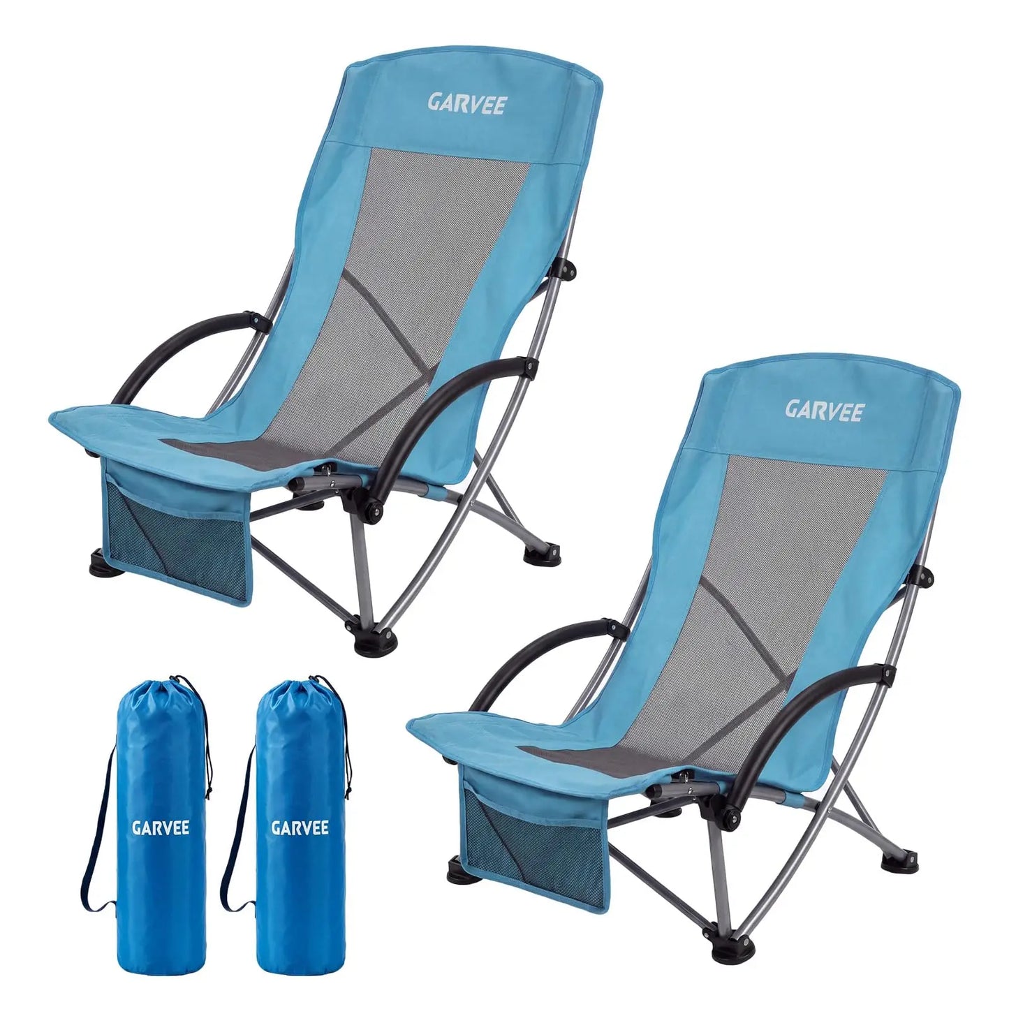 HiMISS High Back Folding Beach Chair With Cup Holder
