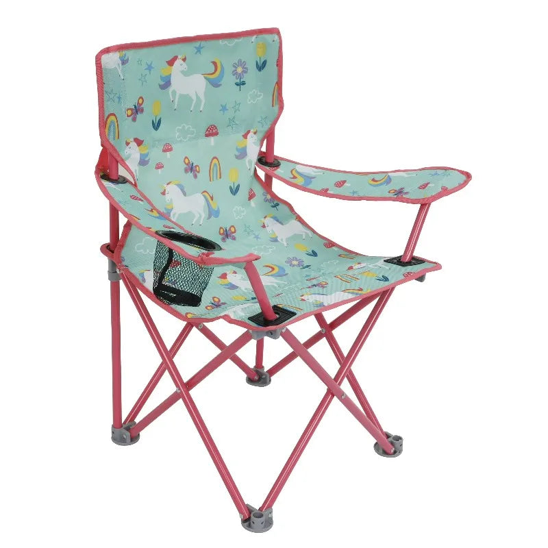 Kids Folding Camp Chair With Safety Lock Unicorn Print Capacity